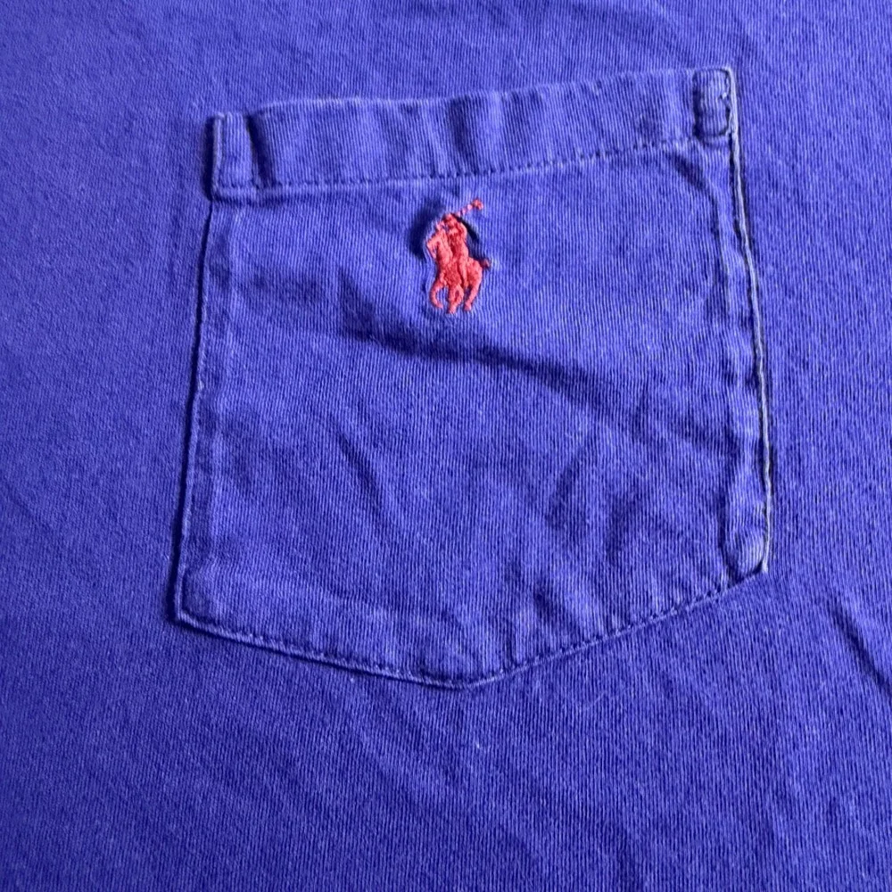 Polo Ralph Lauren Mens 6XB Purple Long Sleeve Pocket T-Shirt Red Pony Cotton